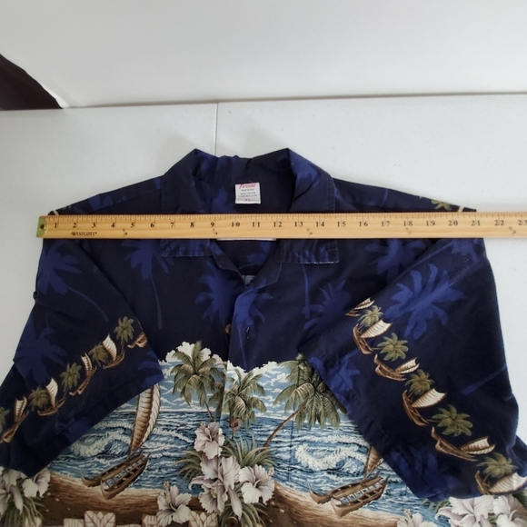 Men's Hawaiin Shirt XL Cotton Button-up Front and Back Graphic Hawaii Designed - Picture 6 of 11